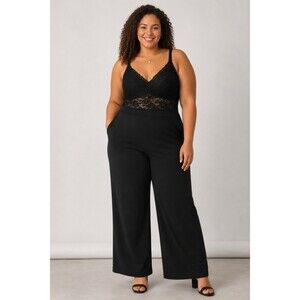J for Justice Jumpsuit, size 20x, black w/Lace Top, Adjustable Straps